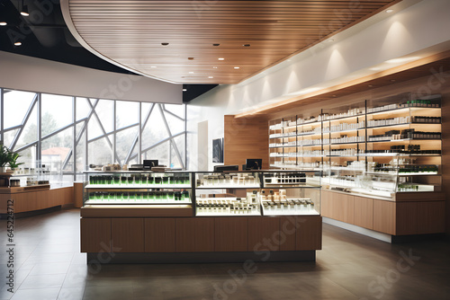 cannabis dispensary with product display and modern clean architecture  photo