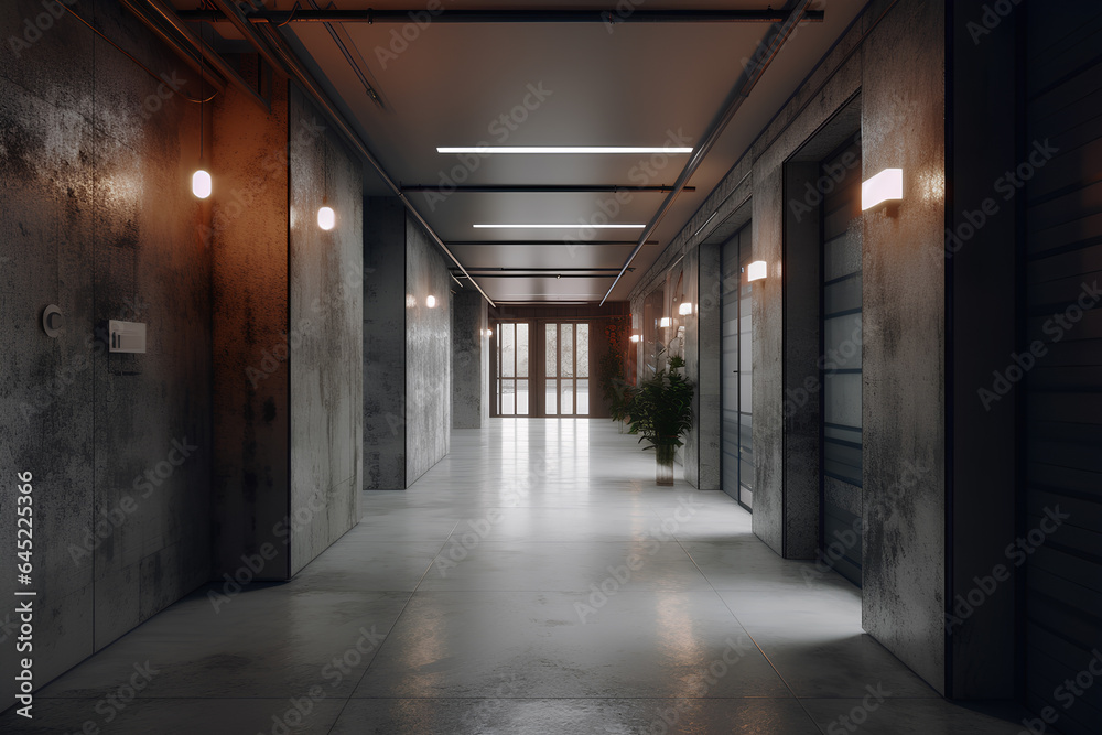 Grunge style hallway interior in the hotel