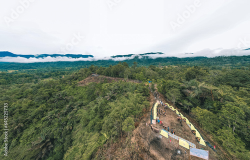 Camping activities at Bukit Tajadi Fort (Bukit Tak Jadi), a former Padri stronghold located on a hill, Bonjol District, Pasaman Regency, West Sumatra. photo