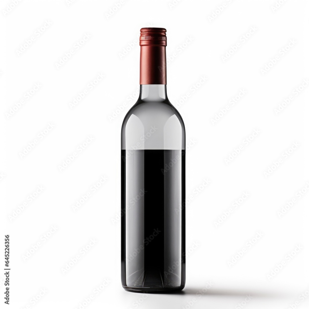 red wine and a bottle isolated over white background, AI Generated red wine and a bottle isolated over white background, AI Generated