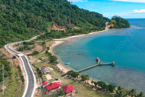 beautiful aerial view of Manjuto beach in Mandeh, southern coastal district, West Sumatra photo