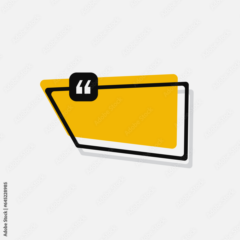 quote box. Colored quote box speech bubble template text note brackets citation message page empty frame stickers cartoon vector isolated