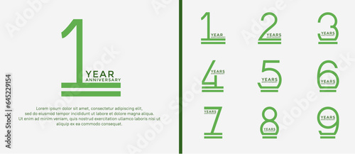 set of anniversary logo green color on white background for celebration moment
