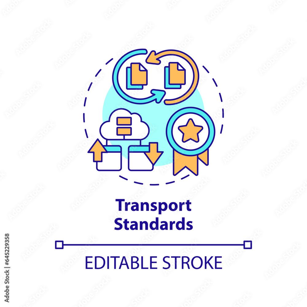 2D editable multicolor icon transport standards concept, isolated vector, health interoperability resources thin line illustration.
