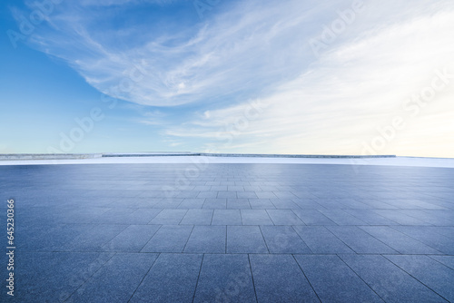 Empty square floor and sky cloud background