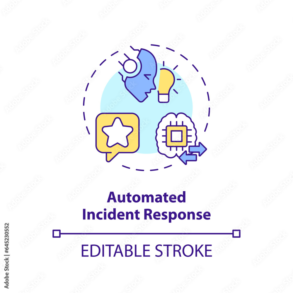 2D editable automated incident response icon representing AI ops, isolated vector, multicolor thin line illustration. 2D editable automated incident response icon representing AI ops, isolated vector, multicolor thin line illustration.