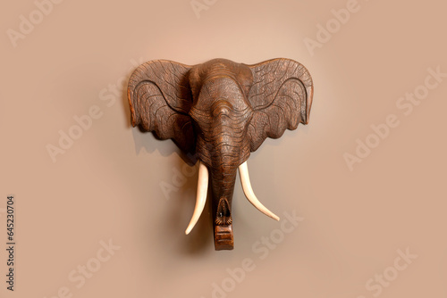 Wooden elephant head hang on wall (ID: 645230704)