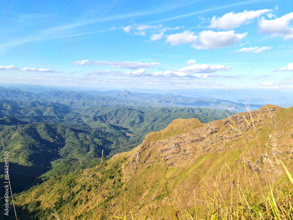 Fototapeta premium Winter trip in Tropical land : Khao Chang Puak Mountain, Thong Pha Phum National Park, Unseen in Thailand