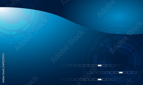 technology futuristic banner on blue background. dark blue.