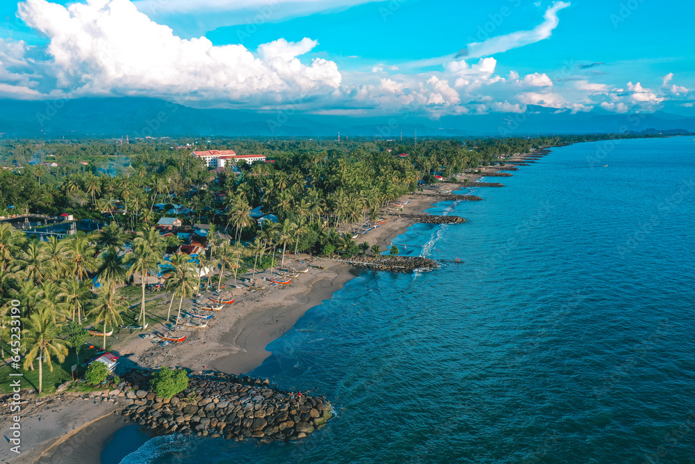 aerial view of the afternoon beach in Jambak, Padang City, West Sumatra