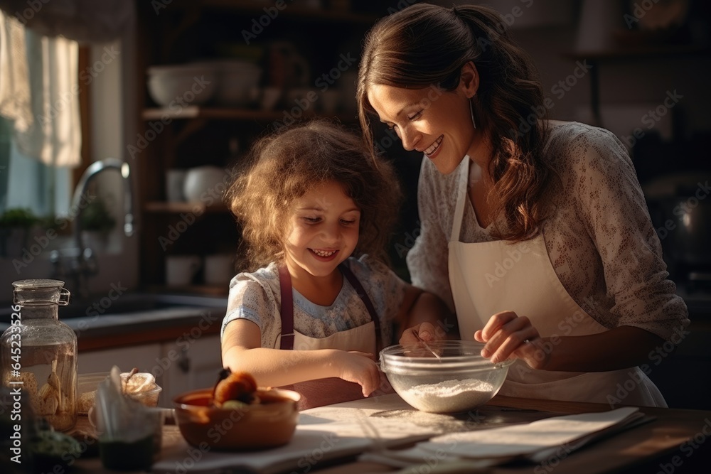 Children's master class on cooking and decorating Christmas cookies. AI Generated