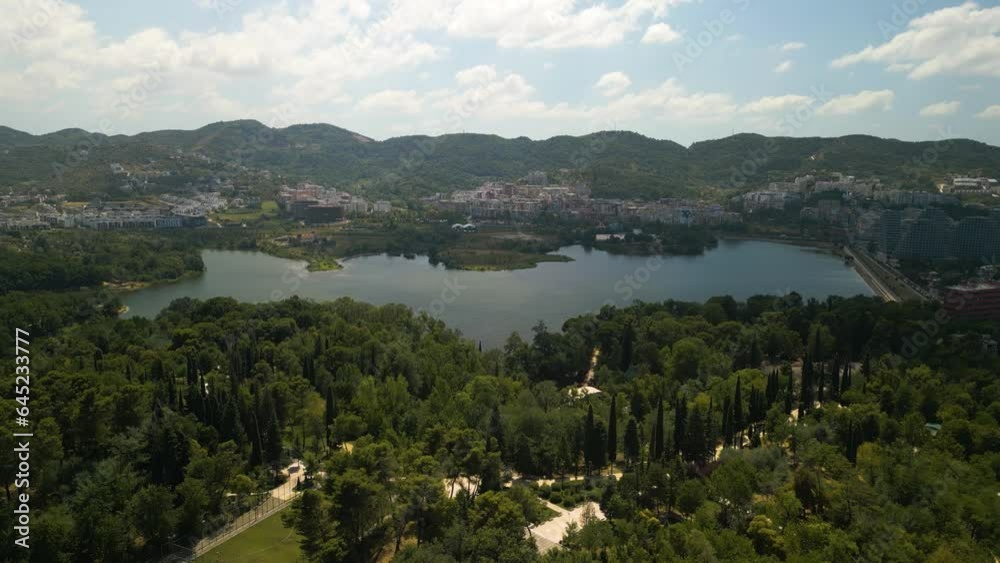 Beautiful Aerial View of Albania's Grand Park of Tirana in Capital City Beautiful Aerial View of Albania's Grand Park of Tirana in Capital City