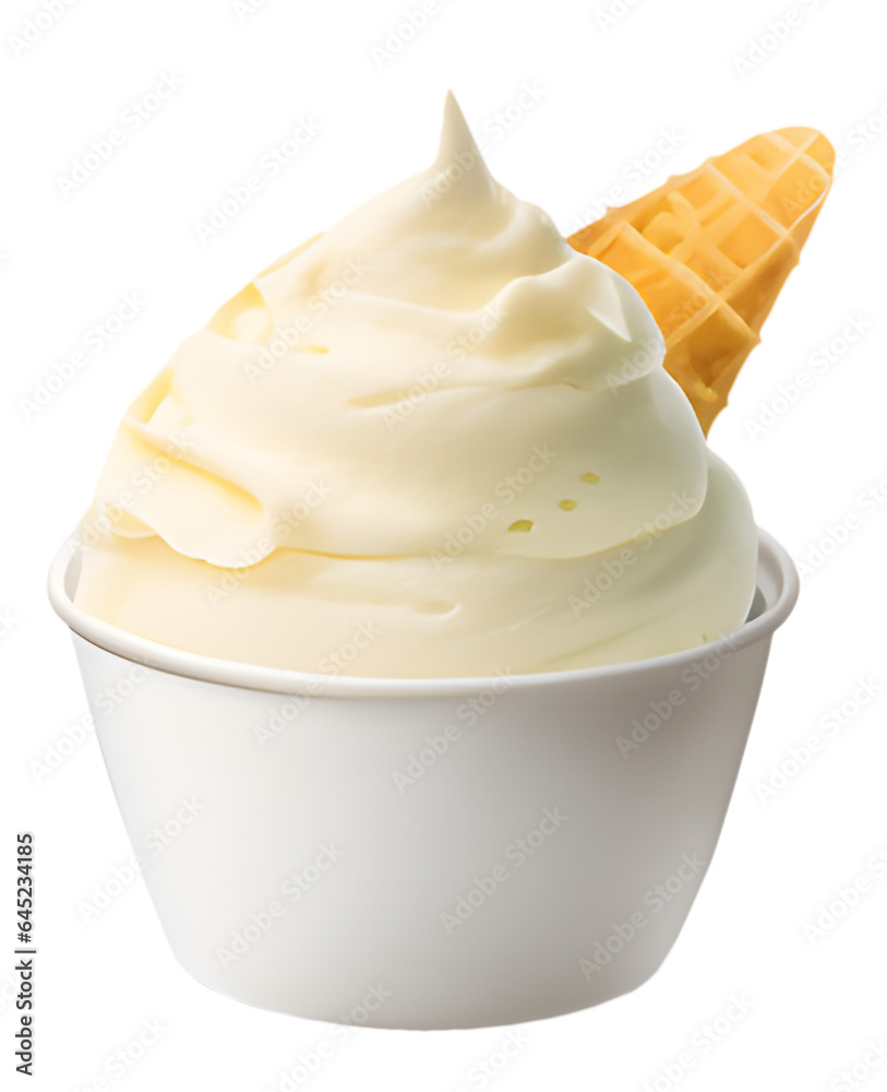 Mockup ice cream white texture vanilla milk scoop on white blank empty paper cup bowl on transparent background cutout, PNG file. Mockup ice cream white texture vanilla milk scoop on white blank empty paper cup bowl on transparent background cutout, PNG file.