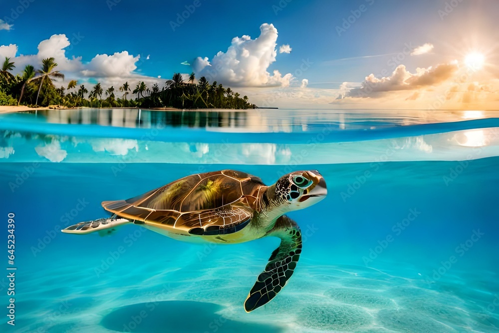 sea turtle swimming in the sea Generated AI