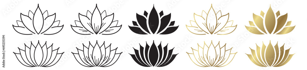 Lotus Flower Gold Black Illustration background vector Lotus Flower Gold Black Illustration background vector