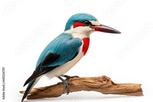 Woodland kingfisher on a white background