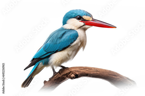 Woodland kingfisher on a white background
