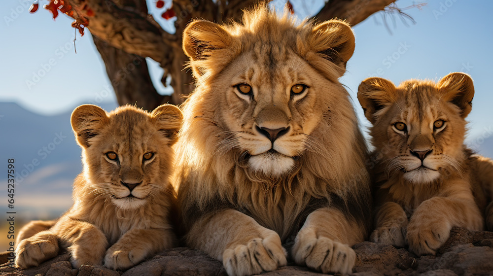 lion rest in the shade of a tree