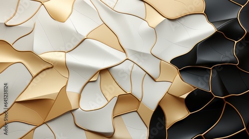 cartoon simple geometric pattern, black gold white pastel color
