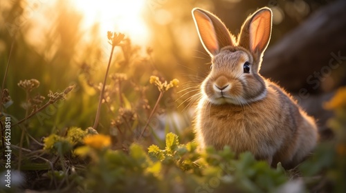 A breathtaking shot of a rabbit his natural habitat, showcasing his majestic beauty © pvl0707