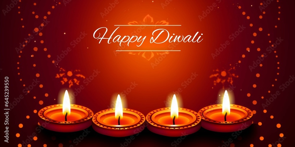 Naklejka premium Happy Diwali banner with Diya Diwali celebration Festival background Diwali greeting card 