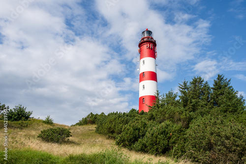 Nordseeinsel Amrum  in den D  nen der Leuchtturm vor blauem Himmel