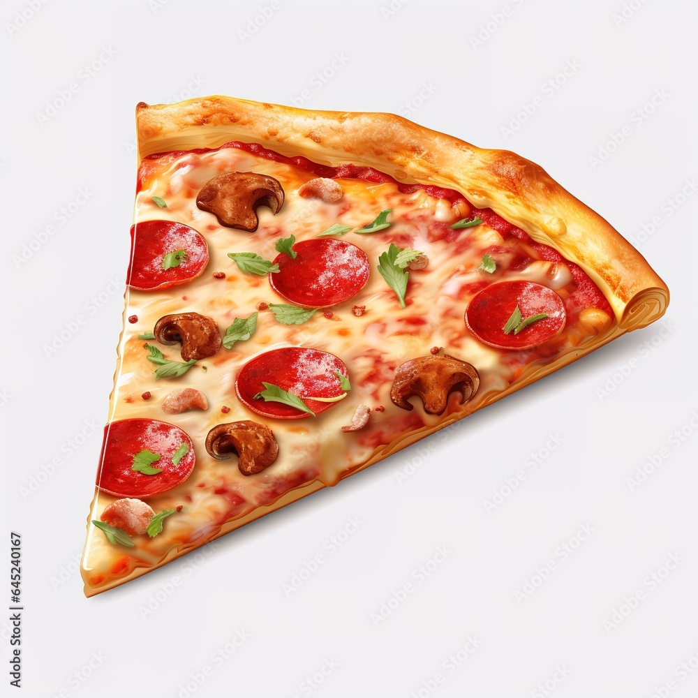 Slice of fresh italian classic. Pizza isolated on white background Slice of fresh italian classic. Pizza isolated on white background