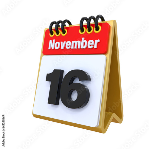 16 November Calendar icon 3d