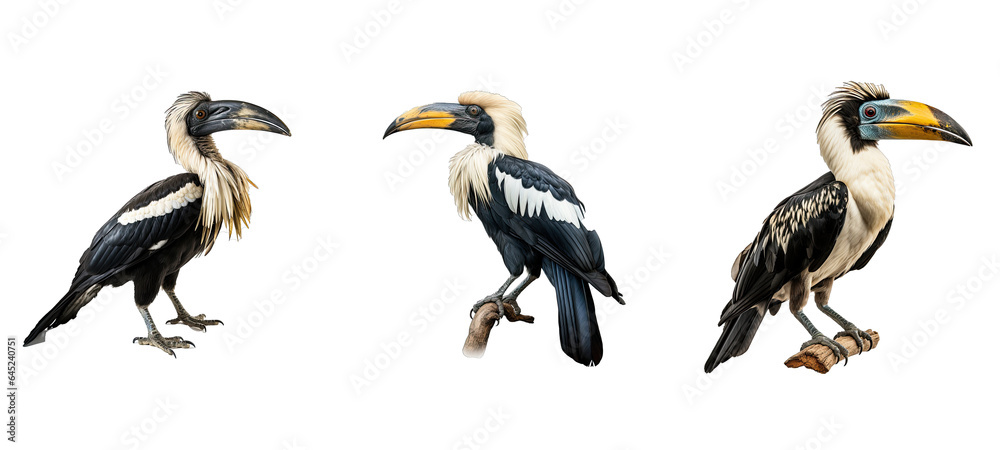 Fototapeta premium wildlife malabar pied hornbill illustration fauna colorful, birds asia, wild forest wildlife malabar pied hornbill