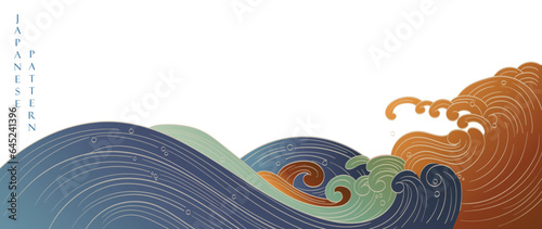 Japanese background with line wave pattern vector. Abstract template with geometric pattern. Mountain layout design in oriental style. 