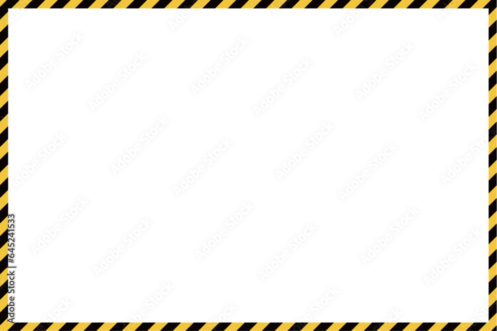 Yellow and black warning tapes frame . Do not cross, warning, caution. Police insulation line, signs of danger. Barricade construction tape.