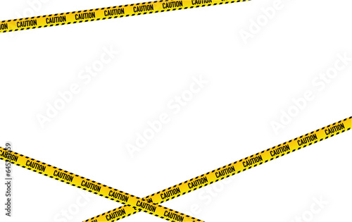 Yellow and black warning tapes frame . Do not cross, warning, caution. Police insulation line, signs of danger. Barricade construction tape.