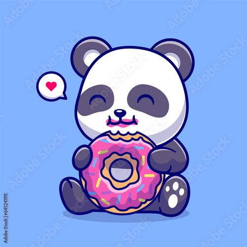 Cute Panda Eating Doughnut Cartoon Vector Icon Illustration.
Animal Food Icon Concept Isolated Premium Vector. Flat
Cartoon Style