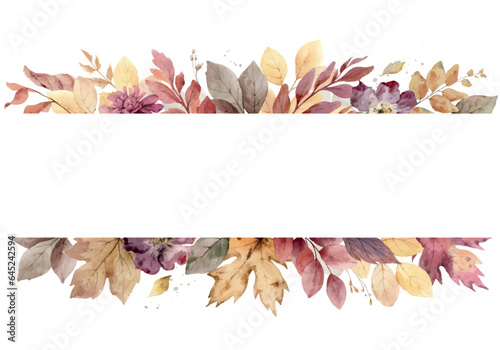Watercolor vector banner with bright autumn foliage.