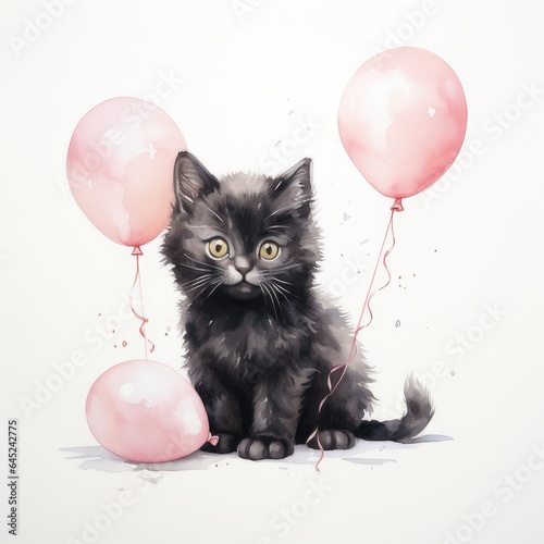 Playful Purr-suits: Cat and Balloons