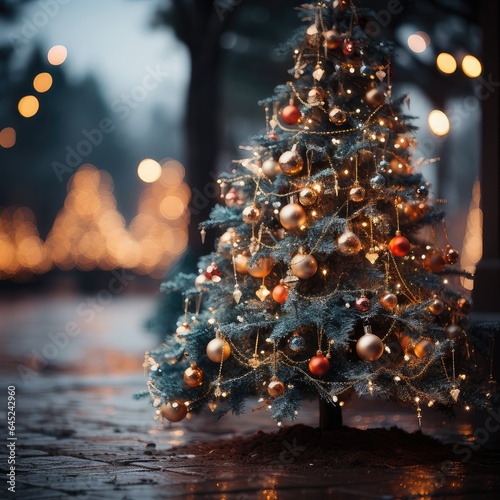 christmas tree with lights and decorations