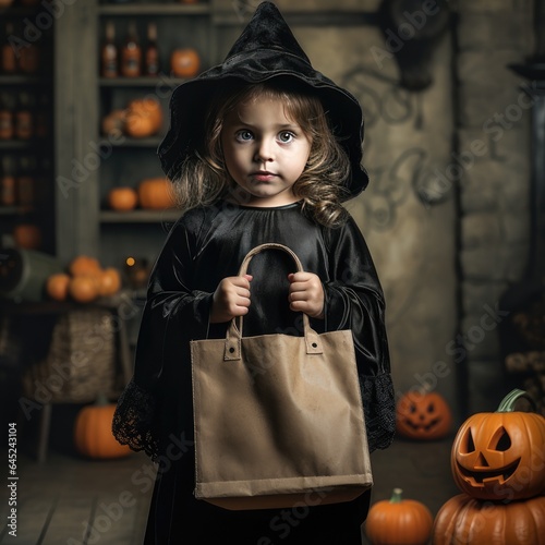 Halloween girl with pumpkin