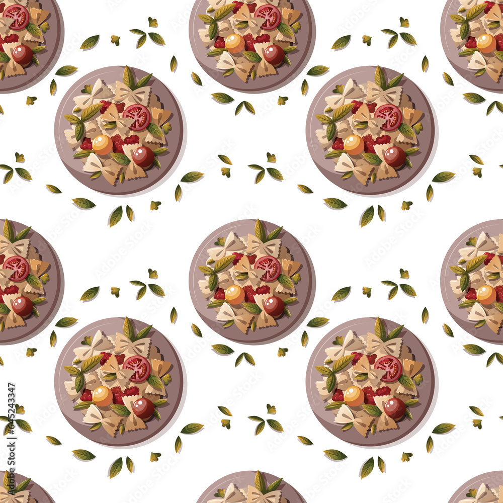 Seamless pattern with Plate of Italian pasta. Seamless pattern with Plate of Italian pasta.