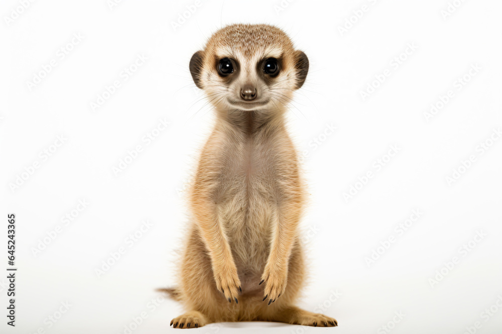 Fototapeta premium a small meerkat standing on its hind legs