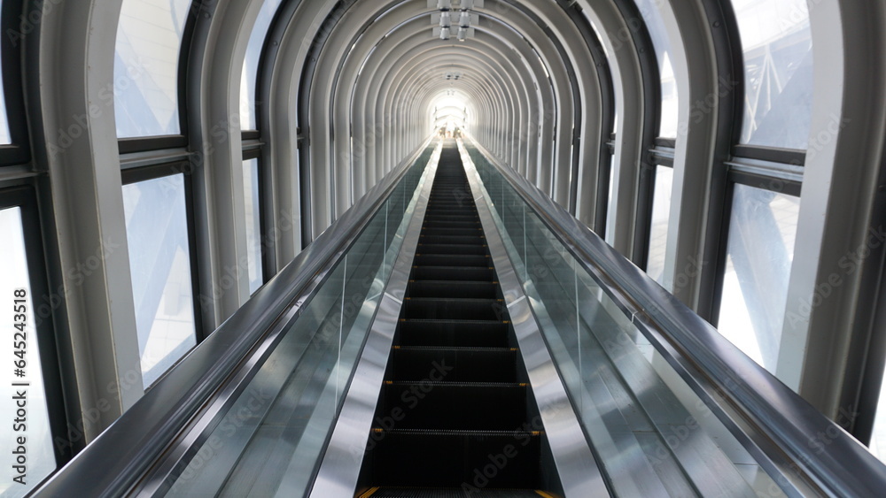 escalator in the building escalator in the building