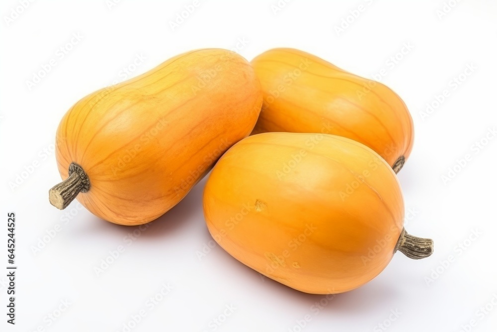 Three yellow gourds on a white surface Three yellow gourds on a white surface