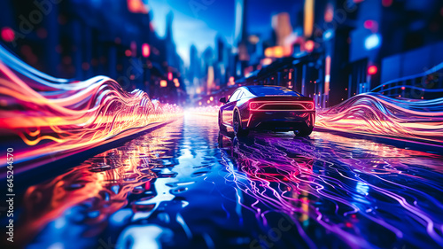 EV electric car system or futuristic automotive technology with connecting power control.super computer in modern machine.artificial intelligence development.