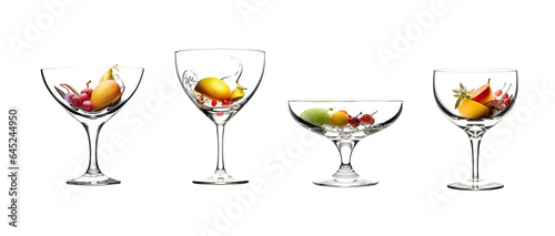 set of fruit in a glass cup isolated on white background © Eky Epsa