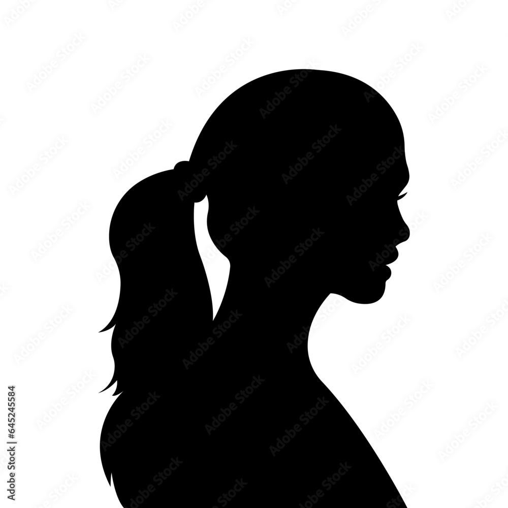 Silhouette of woman.Profile.Vector illustration isolated on white background.