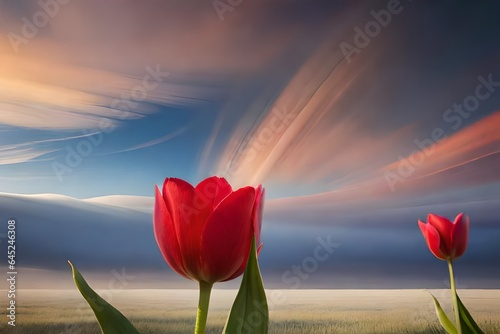 red tulip field Generated Ai