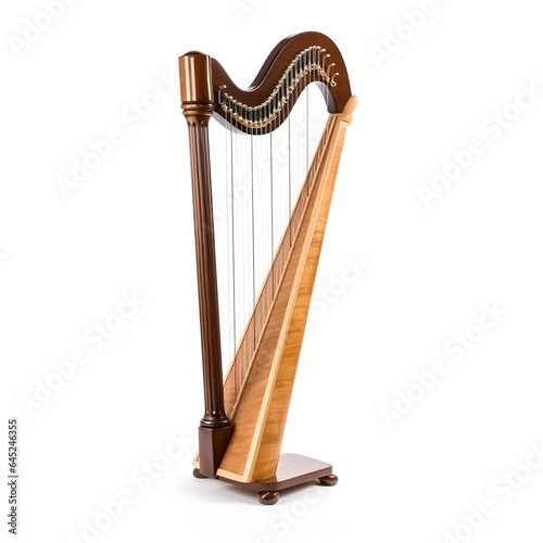 classical musical instrument harp on a white background.