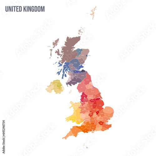 United Kingdom of Great Britain and Northern Ireland political map of administrative divisions - counties, unitary authorities and Greater London in England, districts of Northern Ireland, council photo