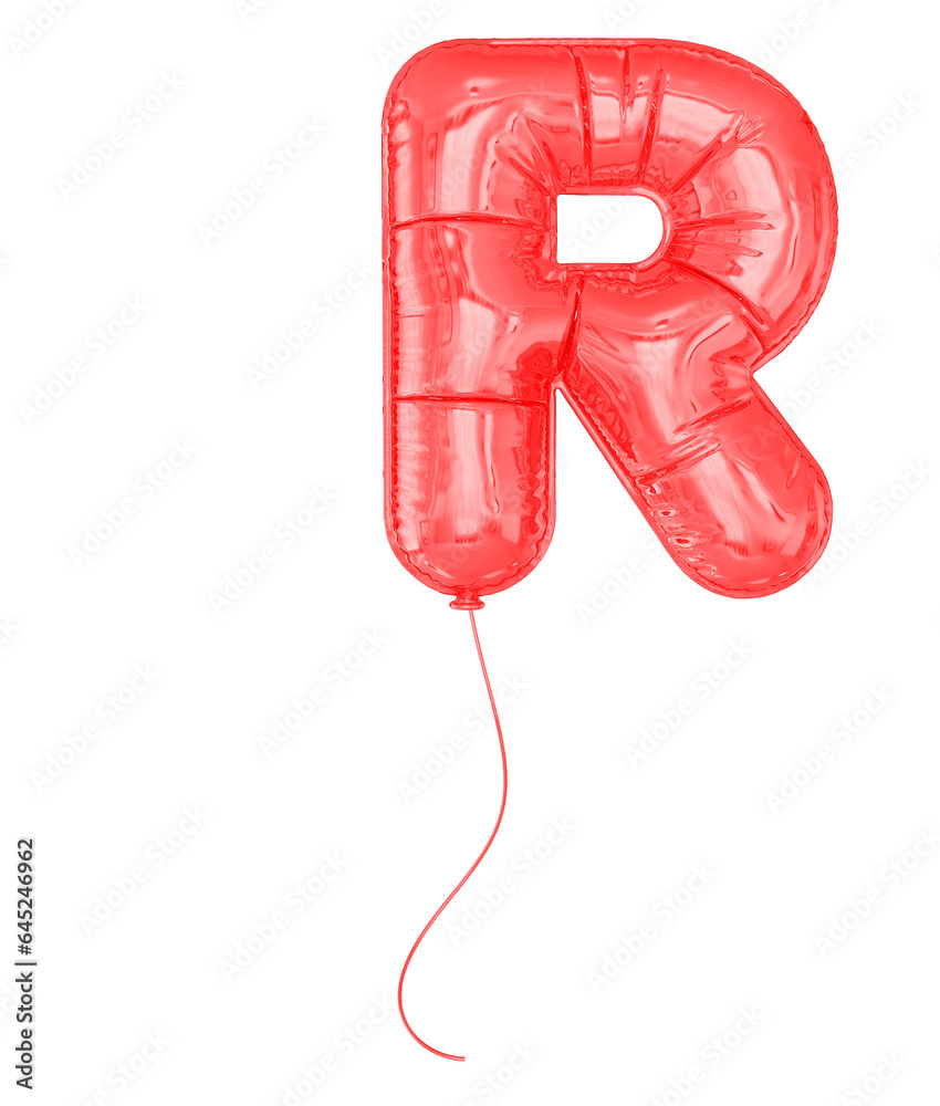 Letter R Red Balloobs 3D
