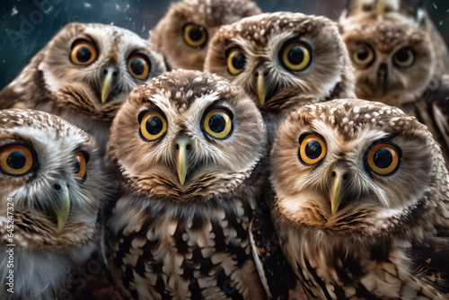 Owl group selfie generative ai