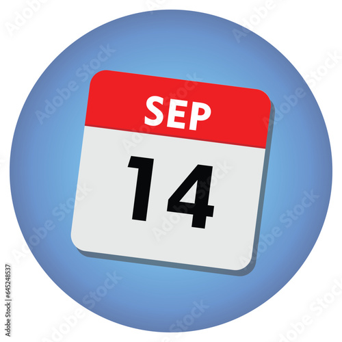 Free Download 14 september icon with white background, calender icon - GFXLoad
